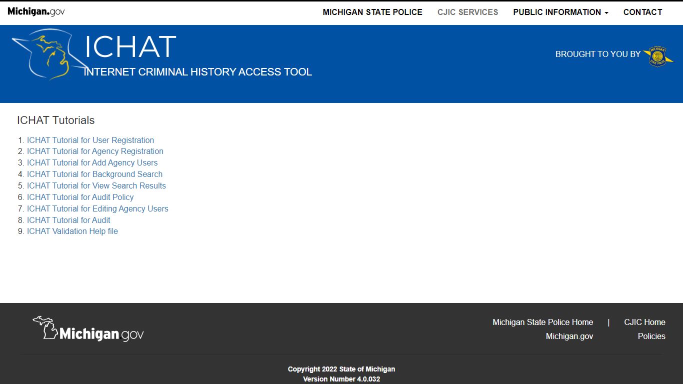 ICHAT Tutorials - ICHAT Menu - Michigan